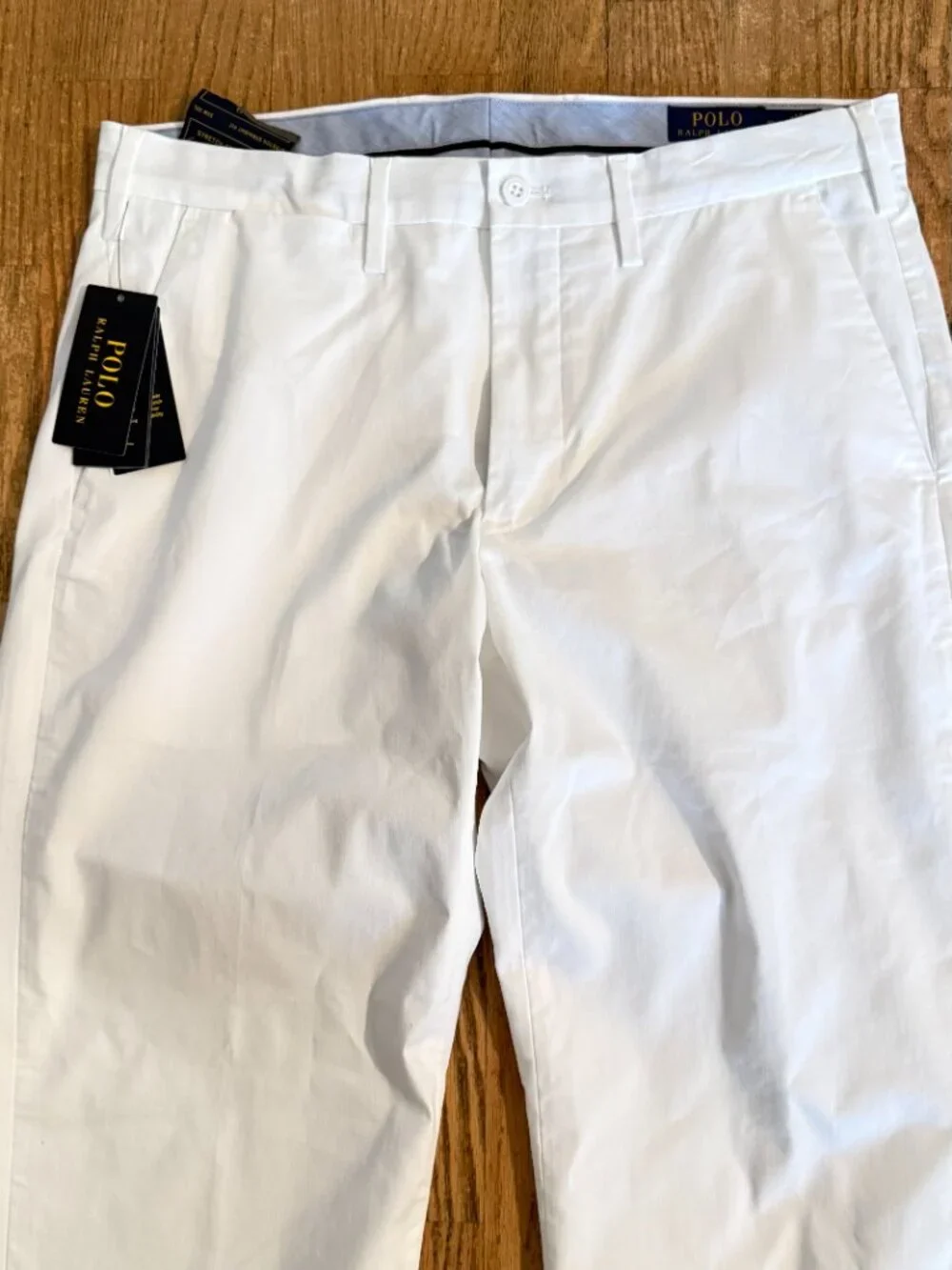 NWT POLO RALPH LAUREN STRECTH STRAIGHT FIT WHITE PERFORMANCE CHINO PANTS 33 X 32